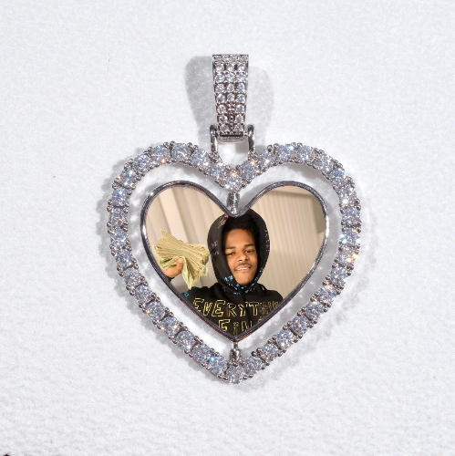 3D Spinning 2-Faced Heart Custom Picture Pendant
