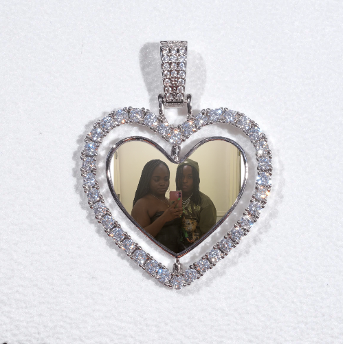 3D Spinning 2-Faced Heart Custom Picture Pendant