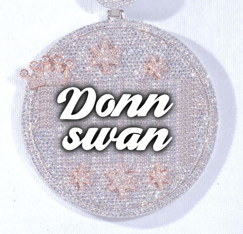 CUSTOM LETTER NECKLACE 3D BIG CROWN DISC