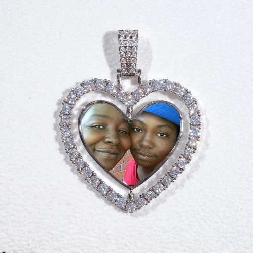 3D Spinning 2-Faced Heart Custom Picture Pendant