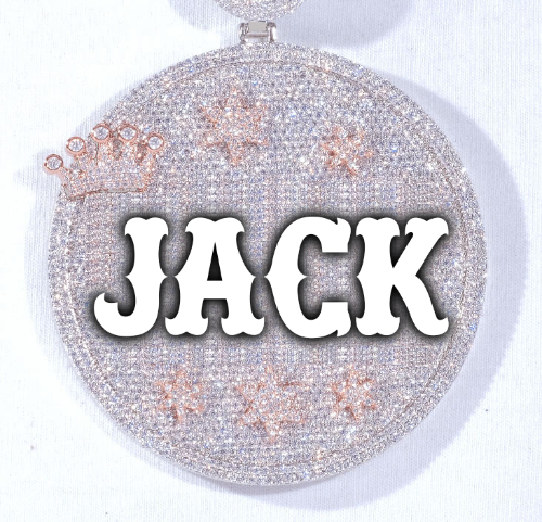 CUSTOM LETTER NECKLACE 3D BIG CROWN DISC