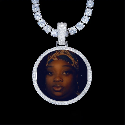 925S & VVS Moissanite 3D Circle Custom Picture Pendant