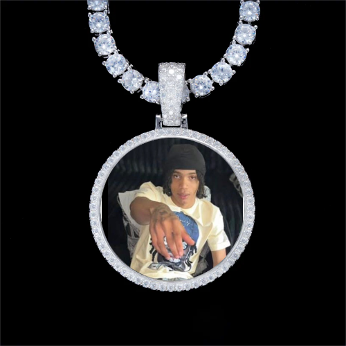 925S & VVS Moissanite 3D Circle Custom Picture Pendant