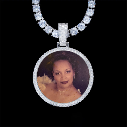 925S & VVS Moissanite 3D Circle Custom Picture Pendant