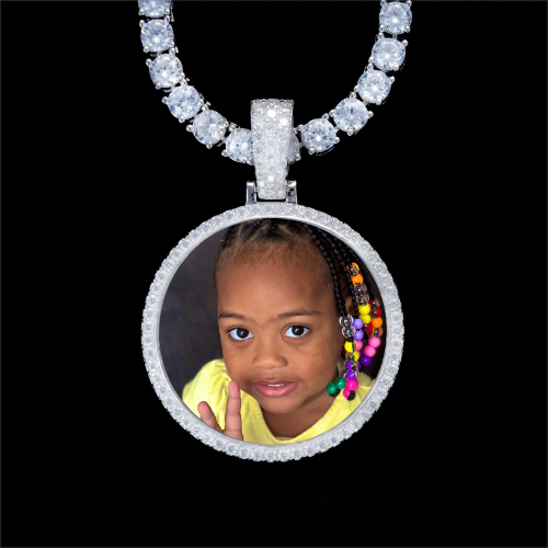 925S & VVS Moissanite 3D Circle Custom Picture Pendant
