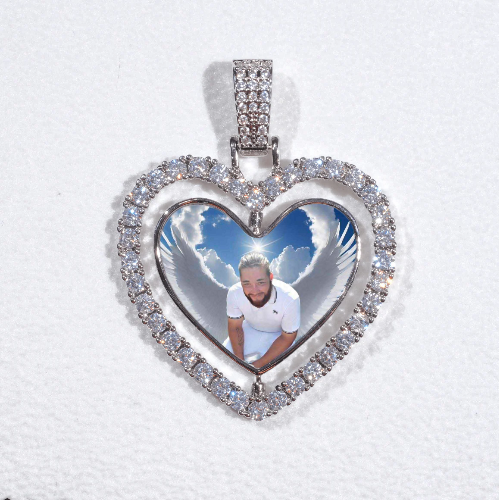 3D Spinning 2-Faced Heart Custom Picture Pendant
