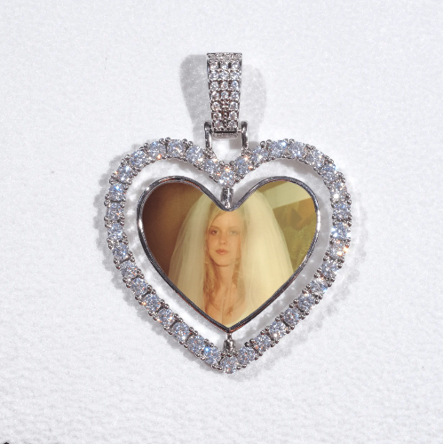 3D Spinning 2-Faced Heart Custom Picture Pendant