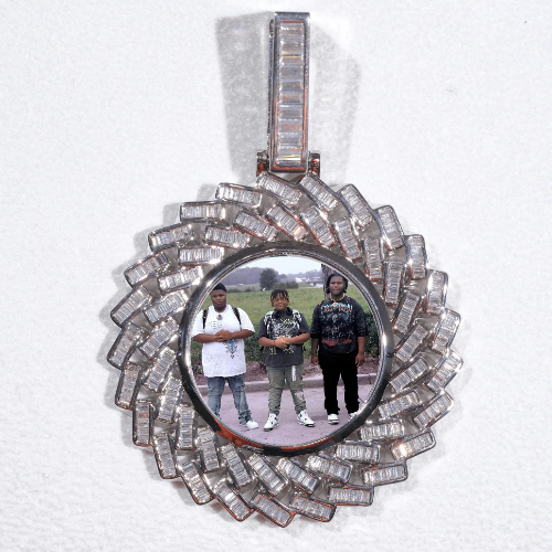 Large 3D Baguette Custom Picture Pendant