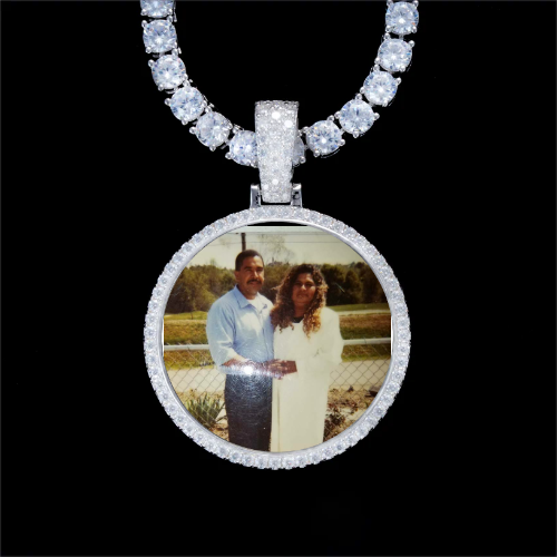 925S & VVS Moissanite 3D Circle Custom Picture Pendant