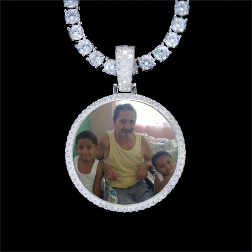 925S & VVS Moissanite 3D Circle Custom Picture Pendant