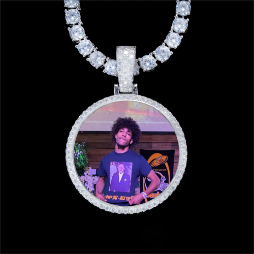 925S & VVS Moissanite 3D Circle Custom Picture Pendant
