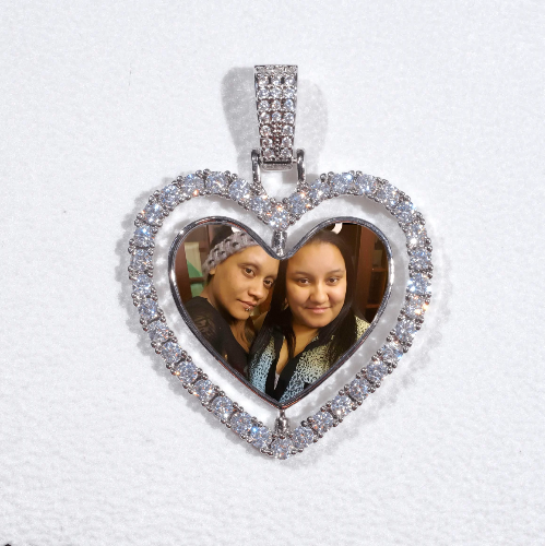 3D Spinning 2-Faced Heart Custom Picture Pendant