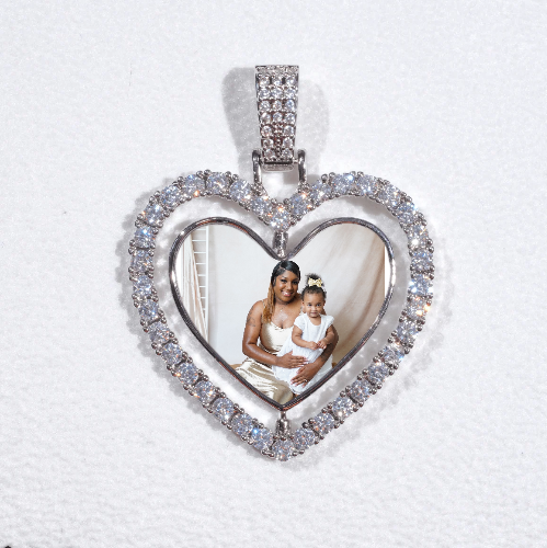 3D Spinning 2-Faced Heart Custom Picture Pendant