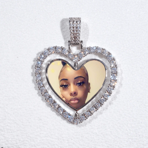 3D Spinning 2-Faced Heart Custom Picture Pendant