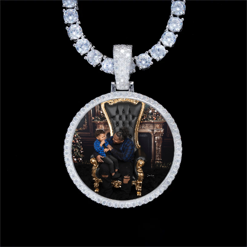 925S & VVS Moissanite 3D Circle Custom Picture Pendant