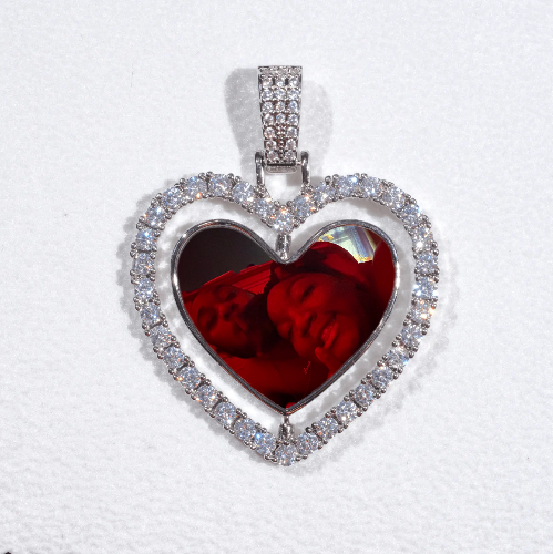 3D Spinning 2-Faced Heart Custom Picture Pendant
