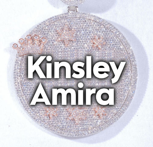 CUSTOM LETTER NECKLACE 3D BIG CROWN DISC
