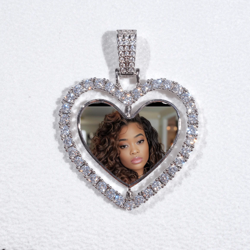 3D Spinning 2-Faced Heart Custom Picture Pendant