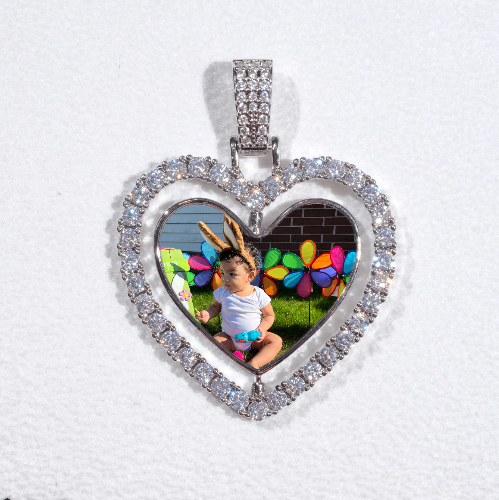 3D Spinning 2-Faced Heart Custom Picture Pendant