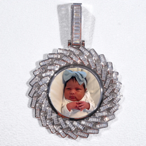 Large 3D Baguette Custom Picture Pendant