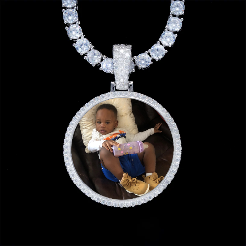 925S & VVS Moissanite 3D Circle Custom Picture Pendant