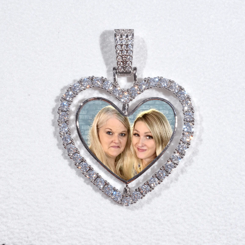3D Spinning 2-Faced Heart Custom Picture Pendant