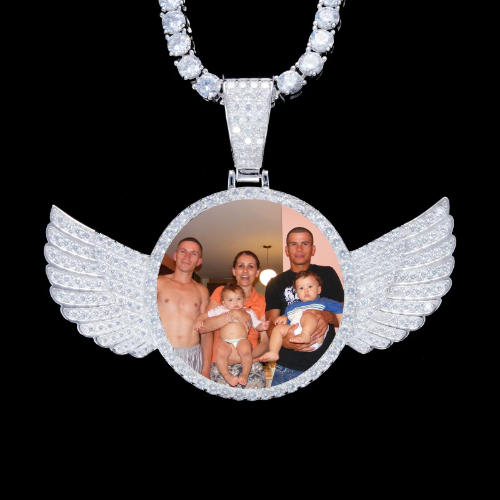 925S & VVS Moissanite 3D Wing Custom Picture Pendant