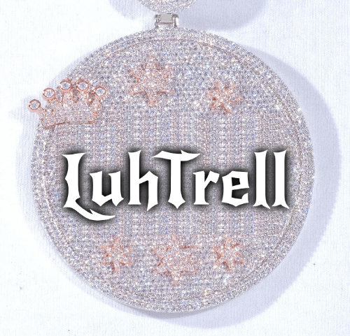 CUSTOM LETTER NECKLACE 3D BIG CROWN DISC