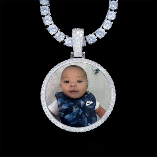 925S & VVS Moissanite 3D Circle Custom Picture Pendant