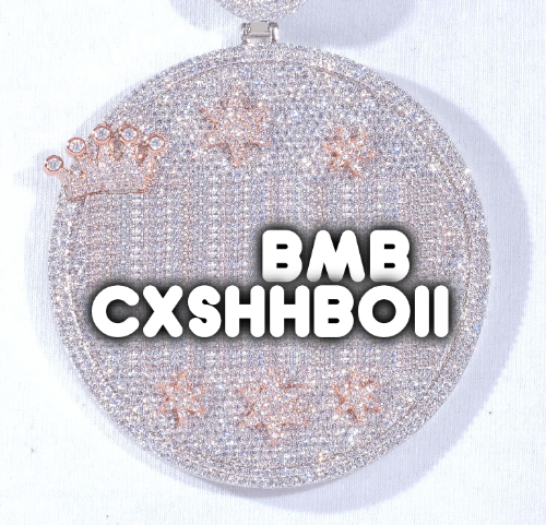 CUSTOM LETTER NECKLACE 3D BIG CROWN DISC