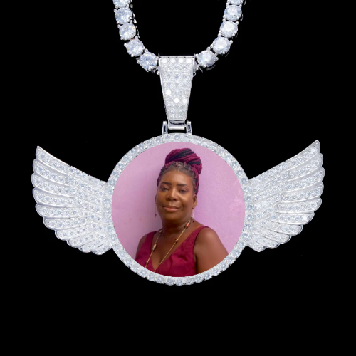 925S & VVS Moissanite 3D Wing Custom Picture Pendant
