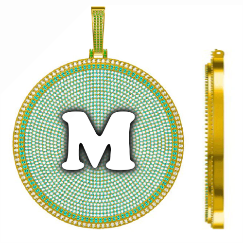 CUSTOM LETTER NECKLACE 3D BIG DISC