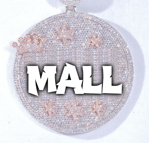CUSTOM LETTER NECKLACE 3D BIG CROWN DISC