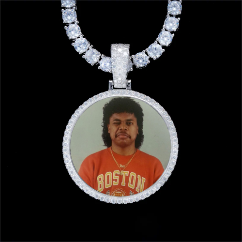 925S & VVS Moissanite 3D Circle Custom Picture Pendant