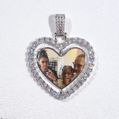 3D Spinning 2-Faced Heart Custom Picture Pendant