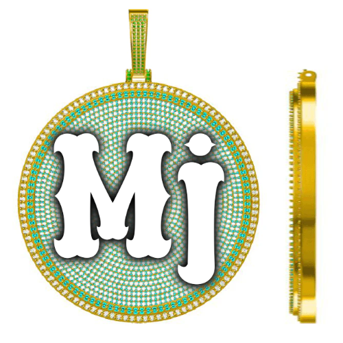 CUSTOM LETTER NECKLACE 3D BIG DISC