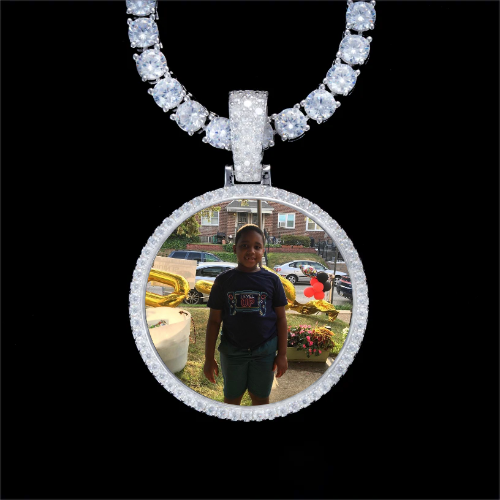 925S & VVS Moissanite 3D Circle Custom Picture Pendant