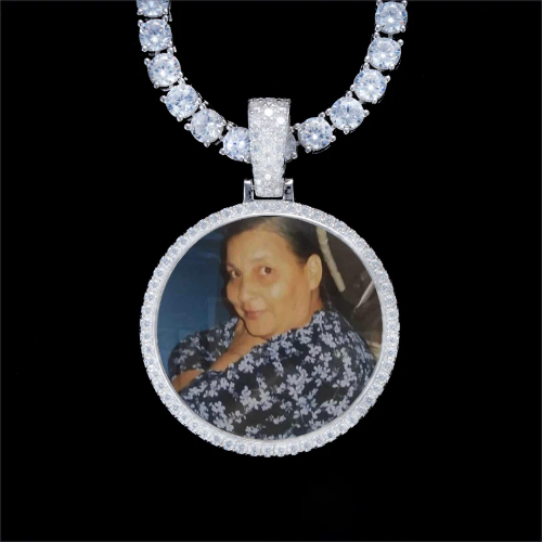 925S & VVS Moissanite 3D Circle Custom Picture Pendant