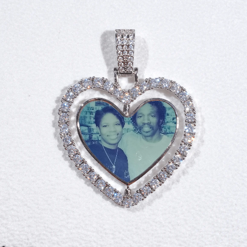 3D Spinning 2-Faced Heart Custom Picture Pendant
