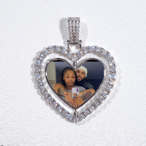 3D Spinning 2-Faced Heart Custom Picture Pendant