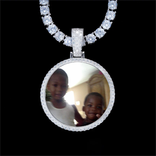 925S & VVS Moissanite 3D Circle Custom Picture Pendant