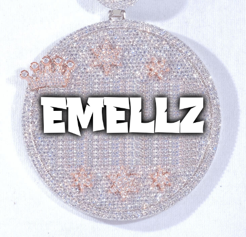 CUSTOM LETTER NECKLACE 3D BIG CROWN DISC