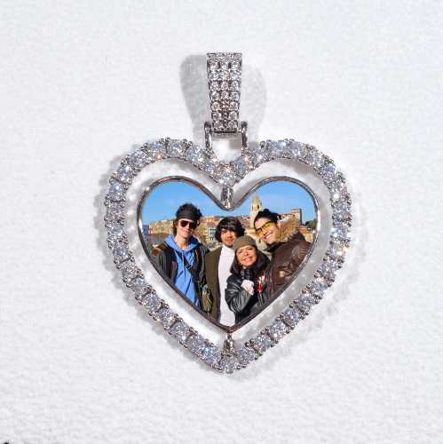 3D Spinning 2-Faced Heart Custom Picture Pendant