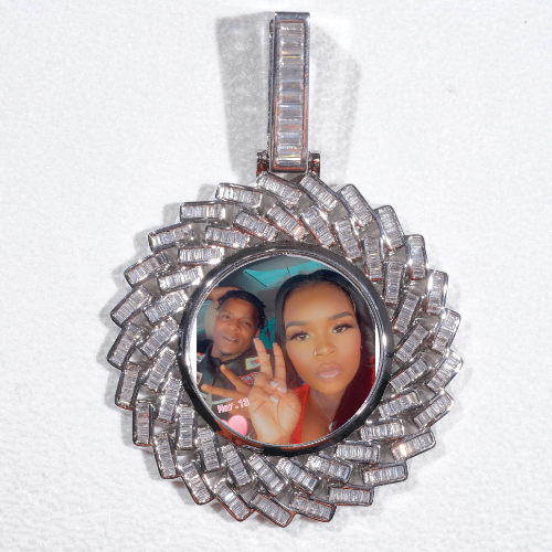 Large 3D Baguette Custom Picture Pendant