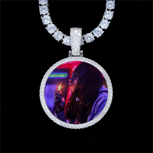 925S & VVS Moissanite 3D Circle Custom Picture Pendant