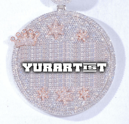 CUSTOM LETTER NECKLACE 3D BIG CROWN DISC