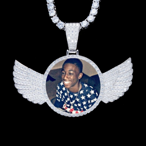 925S & VVS Moissanite 3D Wing Custom Picture Pendant
