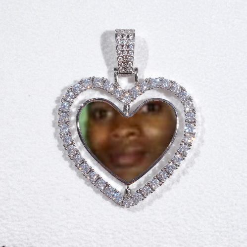 3D Spinning 2-Faced Heart Custom Picture Pendant