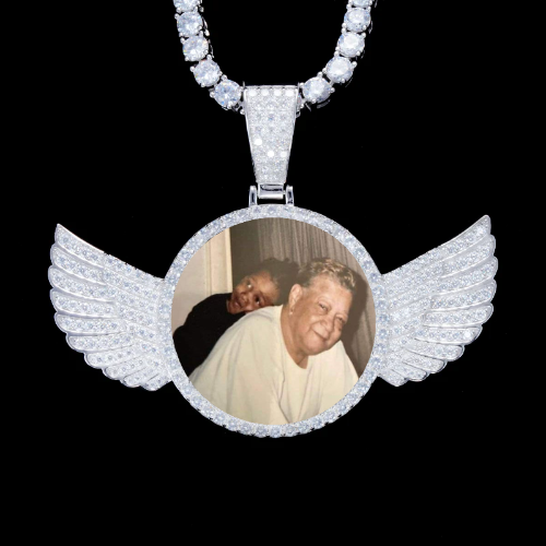925S & VVS Moissanite 3D Wing Custom Picture Pendant