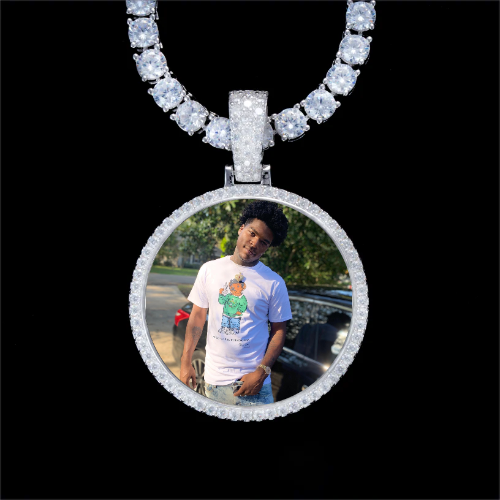 925S & VVS Moissanite 3D Circle Custom Picture Pendant